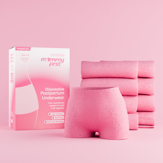 High-Waisted Postpartum Underwear | Blush Pink | Pack of 8 | 27" to 36"